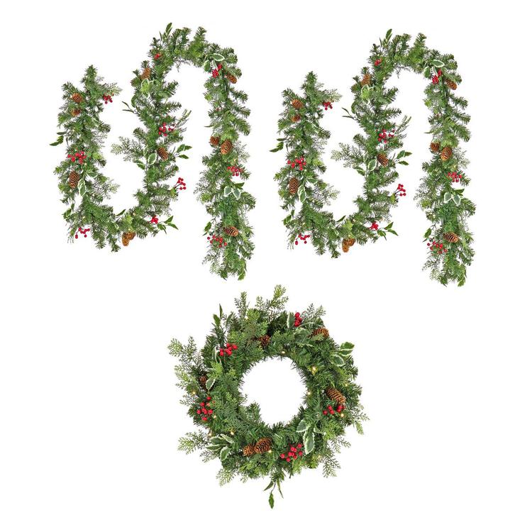 National Tree Holly Berry Mixed Tip Pre-Lit Set