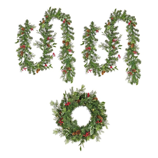 National Tree Holly Berry Mixed Tip Pre-Lit Set