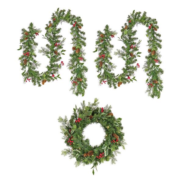 National Tree Holly Berry Mixed Tip Pre-Lit Set - image 