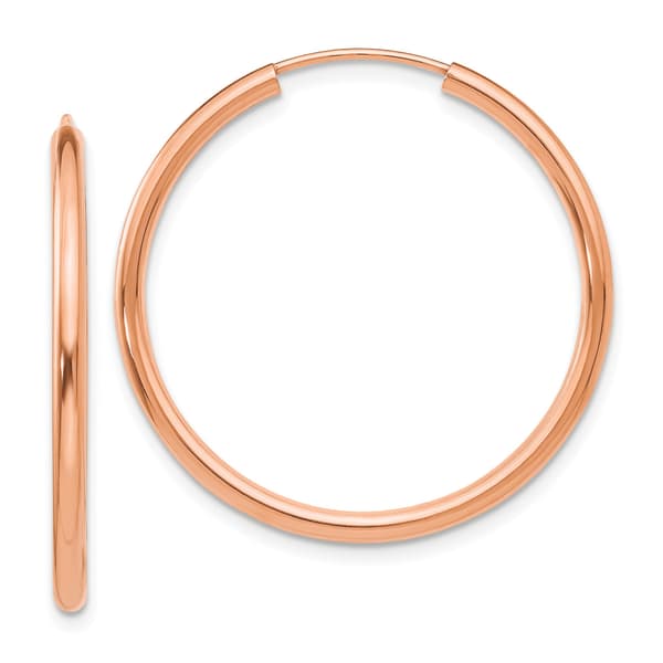 Gold Classics(tm) 29.5mm. 14kt. Rose Polished Hoop Earrings - image 