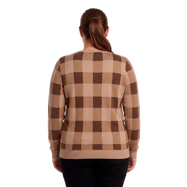 Plus Size Emily Daniels Long Sleeve Pullover Hacci Sweater - Tan