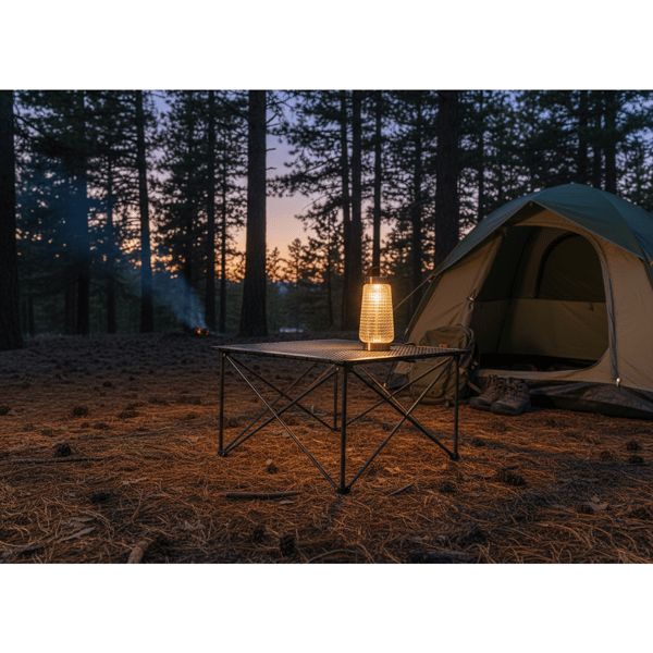 Adesso Samara Cordless LED Tall Table Lantern with Glass Shade
