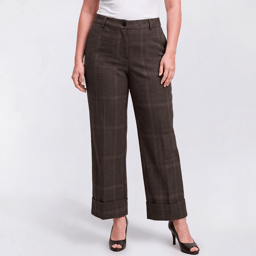 Plus Size Preswick & Moore(R) Plaid Wide Leg Cuffed Pants