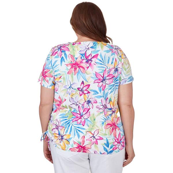 Plus Size Alfred Dunner Key Items Short Sleeve Floral Leaf Tee