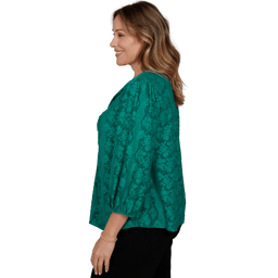 Plus Size Ruby Rd. Mysterious Romance Knot Front Floral Blouse