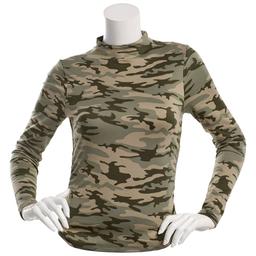 Juniors No Comment Fleece Mock Neck Long Sleeve Tee - Camo