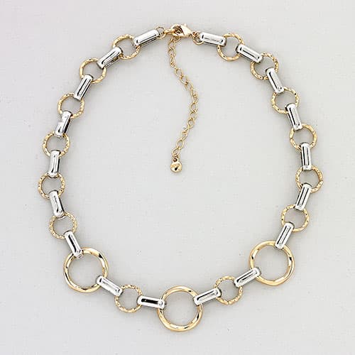 Wearable Art Gold & Silver Circle & Link Necklace