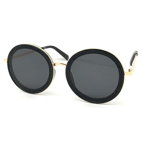 Womens Fantas Eyes Capricorn Round Metal Temple Inlay Sunglasses - image 