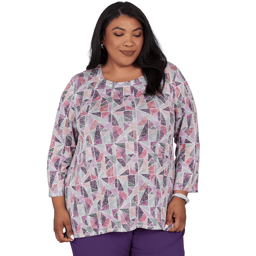 Plus Size Alfred Dunner Vail Stained Glass Geometric Blouse