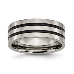 Mens Endless Affection(tm) Titanium & Enameled Grooved Flat 8mm Band