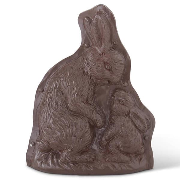 K&K Interiors 7.5in. Resin Chocolate Mold Mother & Baby Bunny - image 