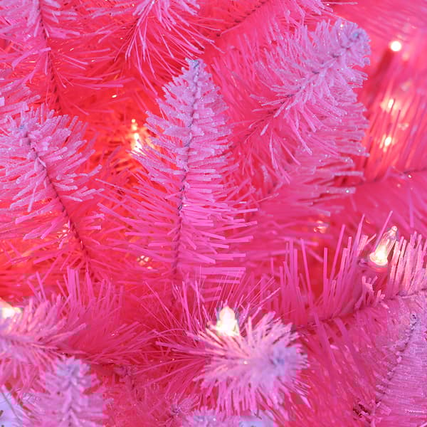 Puleo International 6.5ft. Pre-Lit Pink Pine Christmas Tree