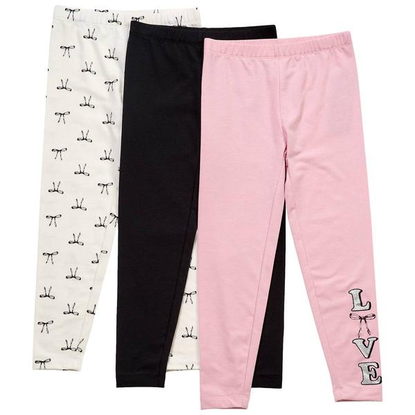 Girls (4-6x) Star Ride 3pk. Love/Solid/Bow Leggings