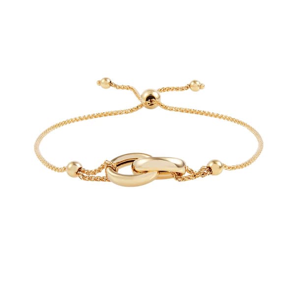 Gold Classics(tm) Double Oval on Wheat Chain Bolo Bracelet - image 
