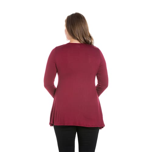 Plus Size 24/7 Comfort Apparel Poised Long Sleeve Swing Tunic Top