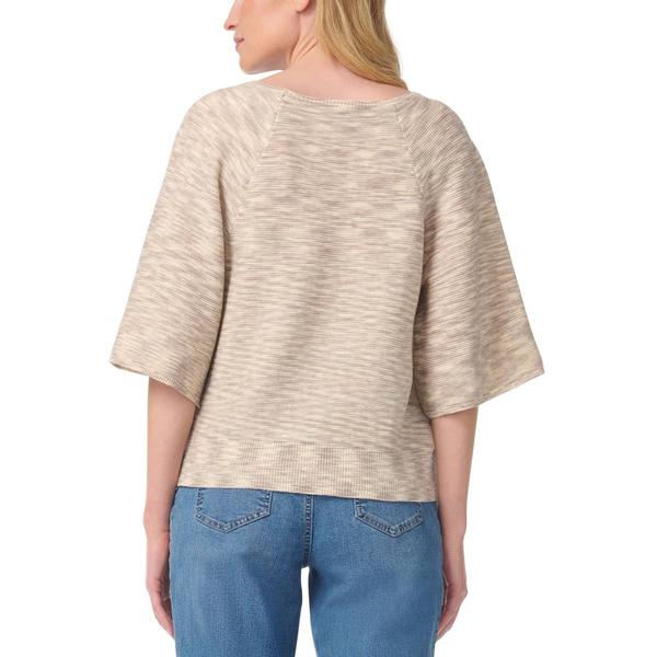Petite Gloria Vanderbilt Amora Elbow Sleeve Space Dye Sweater