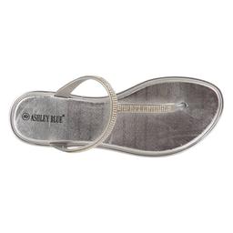 Womens Ashley Blue T-Strap Flip Flops w/Rhinestones