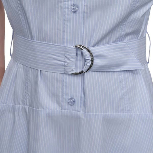 Womens DKNY Drop Waist Button Front Pinstripe Fit & Flare Dress