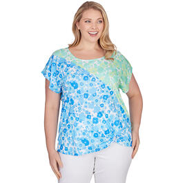 Plus Size Hearts of Palm Feeling Just Lime Embellished Blurry Top