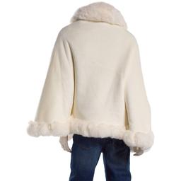 Womens Modena Solid All Over Faux Fur Trim Cape