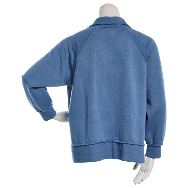 Juniors Plus No Comment Washed Fleece Henley Collar Pullover