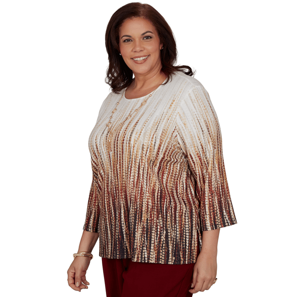 Plus Size Alfred Dunner Union Square 3/4 Sleeve Ombre Blouse