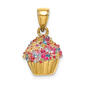Unisex Gold Classics&#40;tm&#41; 14kt Gold 3D Beaded Cupcake Pendant - image 1