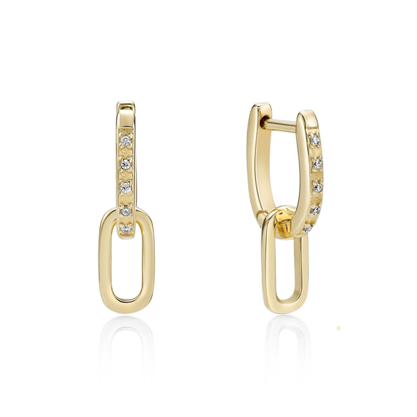 Brilliant Grown Lab-Grown Diamond Drop Huggie Hoop Earrings