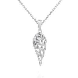 1/20cttw. Natural Diamond Sterling Silver Angel Wing Pendant