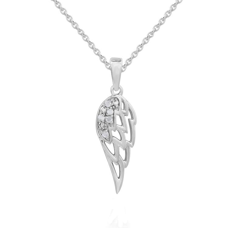 1/20cttw. Natural Diamond Sterling Silver Angel Wing Pendant