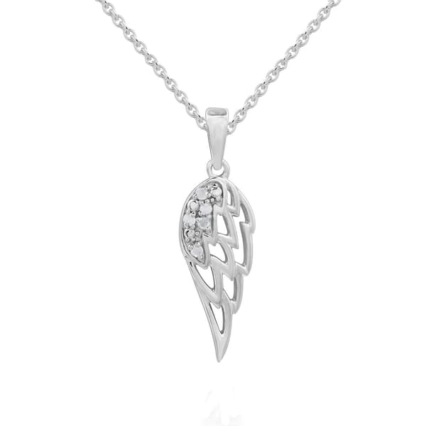 1/20cttw. Natural Diamond Sterling Silver Angel Wing Pendant - image 
