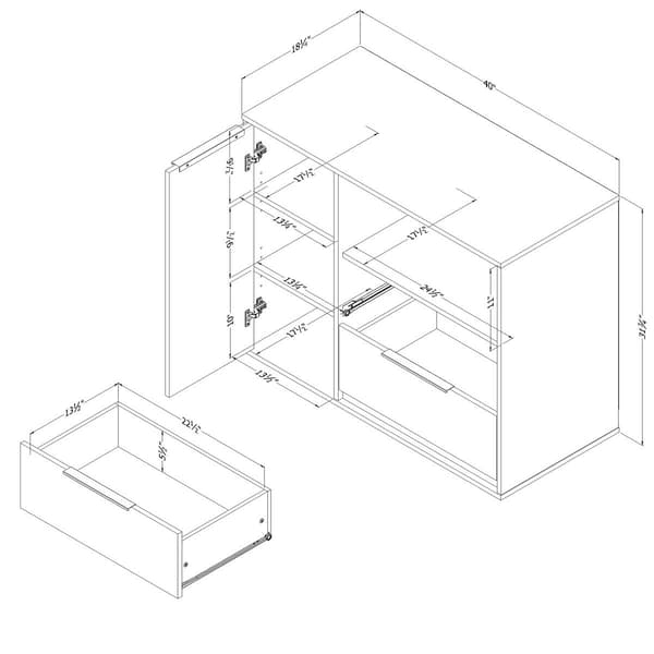South Shore Hourra 2-Drawer Dresser w/Door