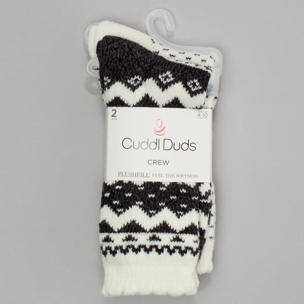 Womens Cuddl Duds 2Pk Fair isle Crew Socks