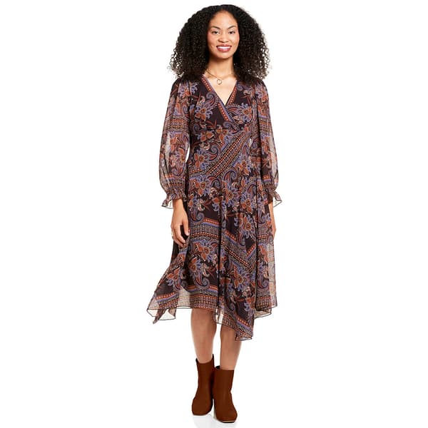 Women Rabbit Rabbit Rabbit Long Sleeve Chiffon A-Line Dress - image 