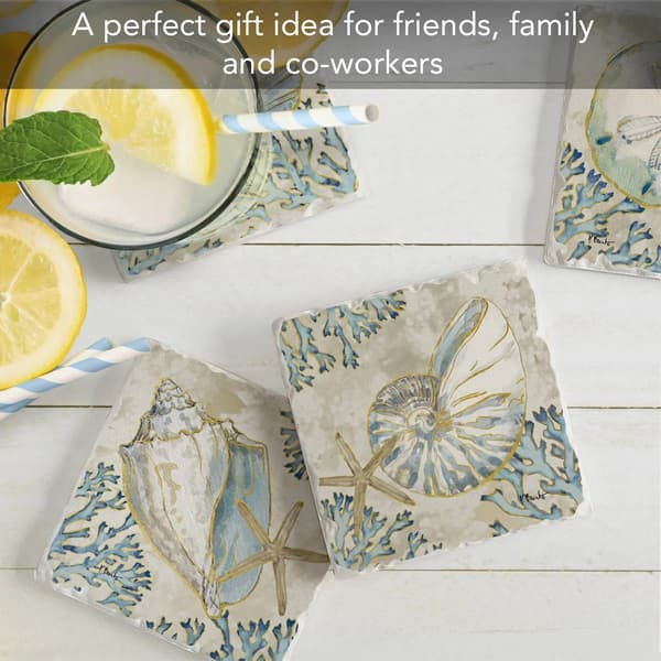 4pk. Playa Shells Square Coaster Set
