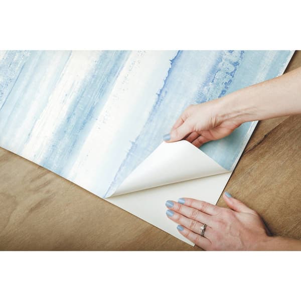 RoomMates&#174; Blue Watercolor Stripe Blue Peel & Stick Wallpaper