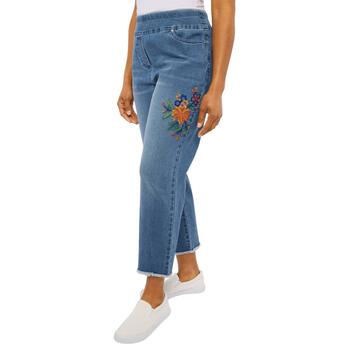 Womens Alfred Dunner Moody Blues Embroidered Ankle Pants - Boscov's