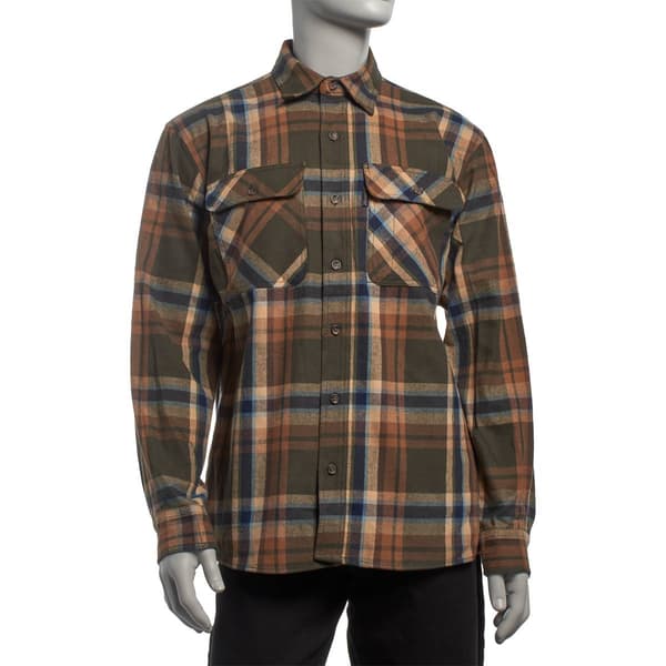 Mens FiveBrother&#40;R&#41; Long Sleeve Flannel Shirt - Brown/Green