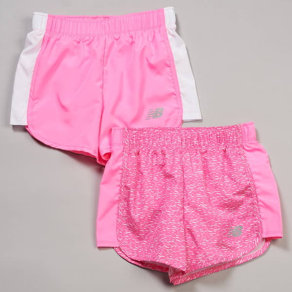 Girls (7-16) New Balance 2pk. Woven Shorts - Vibrant Pink