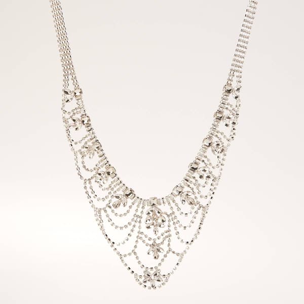 Rosa Rhinestones Lace Statement Necklace - image 