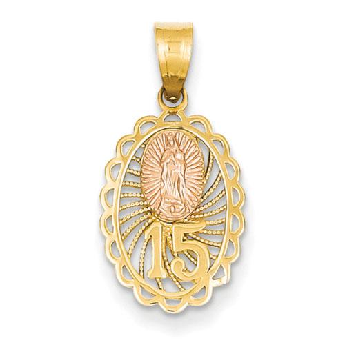 Gold Classics(tm) 14kt. Two-Tone Guadalupe Pendant