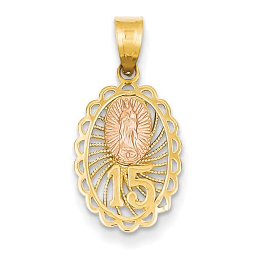 Gold Classics(tm) 14kt. Two-Tone Guadalupe Pendant - image 