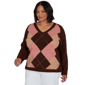 Plus Size Hearts of Palm Berry Fabulous V Neck Argyle Sweater - image 3