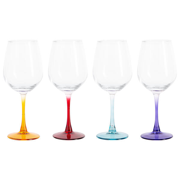 Home Essentials Set of 4 Tri-Color Wine Glasses - image 