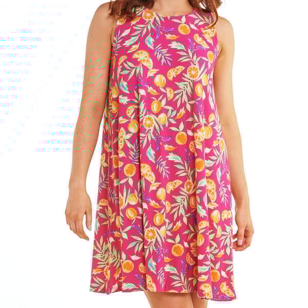 Womens Harlow & Rose Sleeveless Tropical Oranges Shift Dress