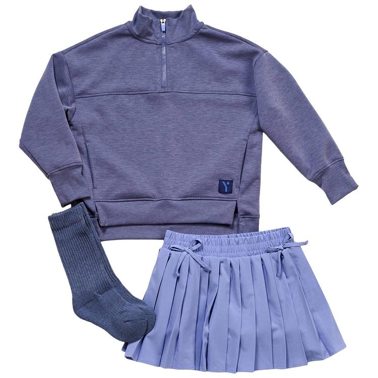 Girls (7-14) Yogalicious® 3pc. Q-Zip w/ Skort & Socks