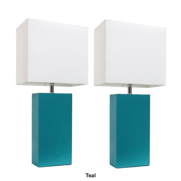 Elegant Designs&#8482; Modern Leather Table Lamps - Set of 2