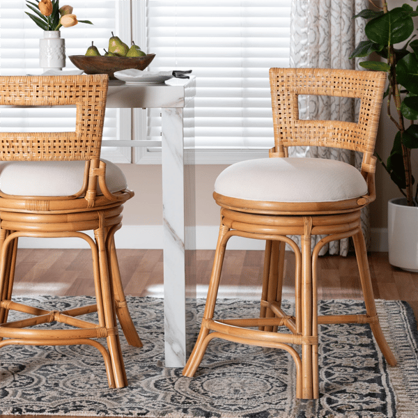 bali & pari Amina Handwoven Natural Rattan Counter Stool