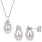 Gemstone Classics&#40;tm&#41; 0.04kt. Diamond & Pearl Earrings & Pendant Set - image 1