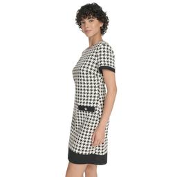 Womens Tommy Hilfiger Short Sleeve Houndstooth Knit Dress